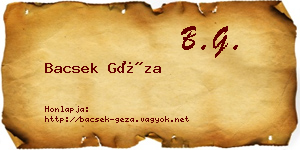Bacsek Géza névjegykártya