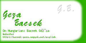 geza bacsek business card